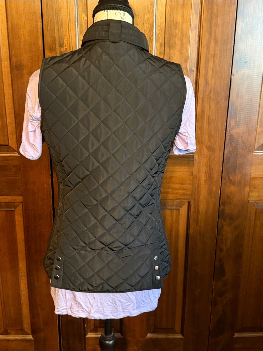 Market & Spruce Black Quilted Zip-Front Vest View 3
